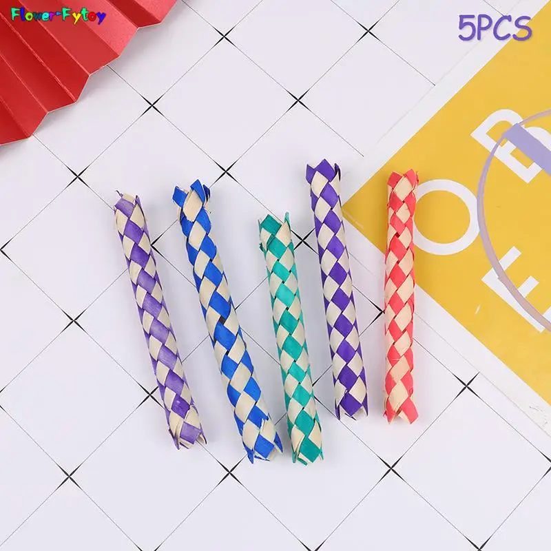 

5PCS Creativity DIY Finger Traps Classic Natural Chinese Bamboo Fingers Trap Replacement Popits Tube Fidget Toys Random