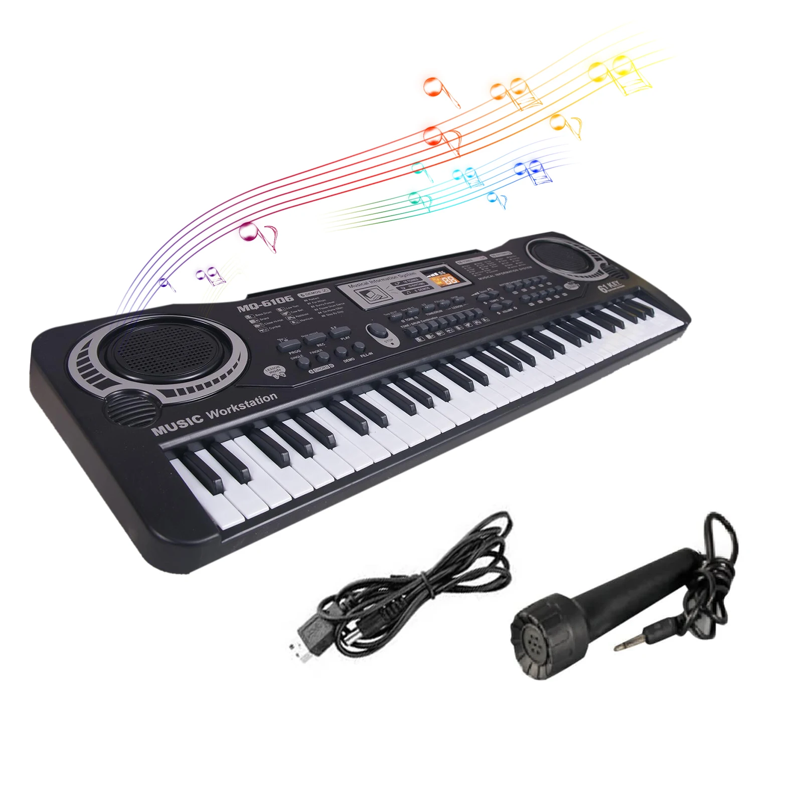 61 Keys Digital Music Electronic Keyboard Multifunctional Electric Piano with Microphone Function Musical Instrument for Kids