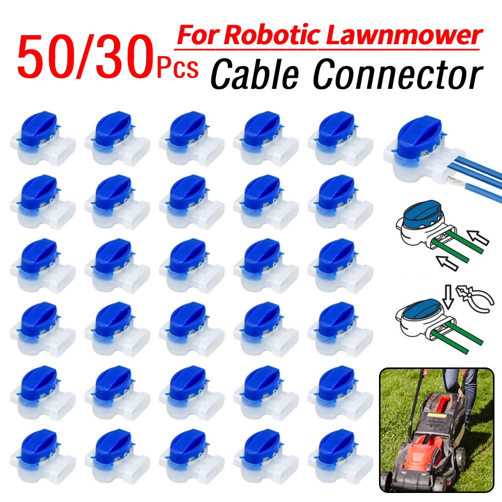 

30/50Pcs 3 Holes Cable Connector Waterproof Mowing Robot Clamps Connection Clamps Without Stripping for Worx/Robotic Lawnmower