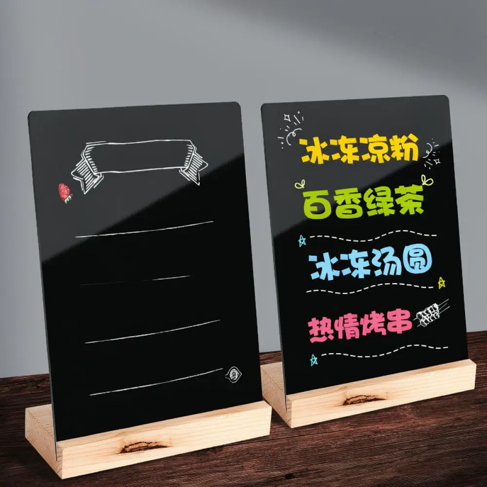 Desktop Acrylic Chalkboard Sign Double Sided Reusable Menu Board Erasable Writing Display Stand For Retail Shop Office Desk