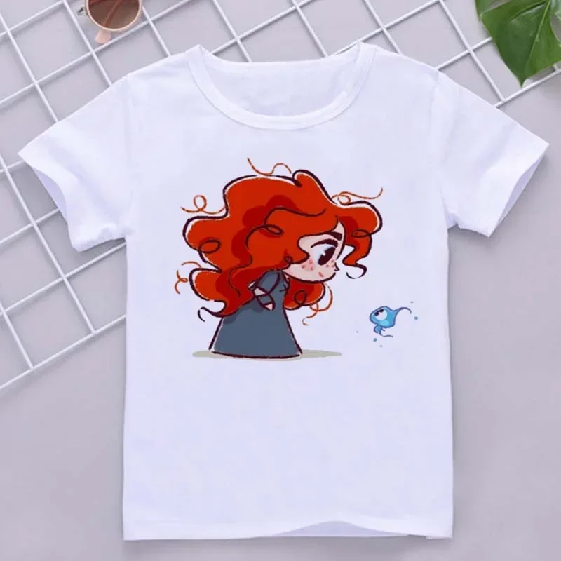 Disney Child Mermaid Princess Kawaii Printed T-shirt Baby Girl Soft Cartoon Clothing Cute Graphic Tops Kids Funny Tees Dropship