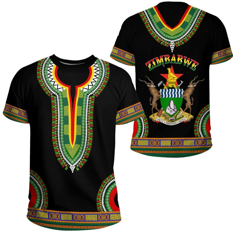 Zimbabwe National Flag Graphic T-shirt Summer Casual Streetwear Men\'s Fashion Loose Tee Shirts Boy Oversized Short Sleeve Tops