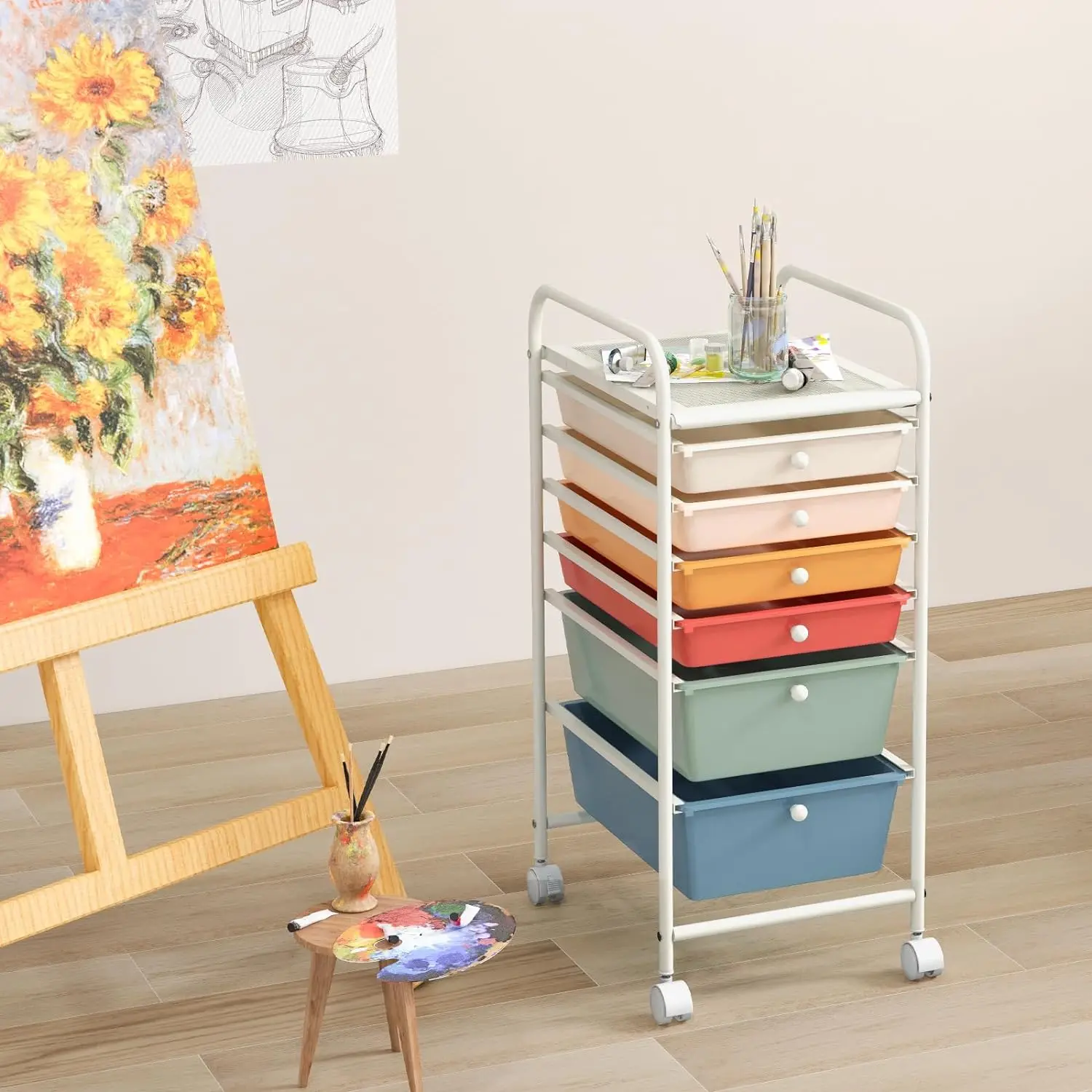 Comfort corner 6-Drawer Rolling Storage Cart,Multifunctional Organizer Cart, Mobile Utility Storage Cart with Removable Drawers