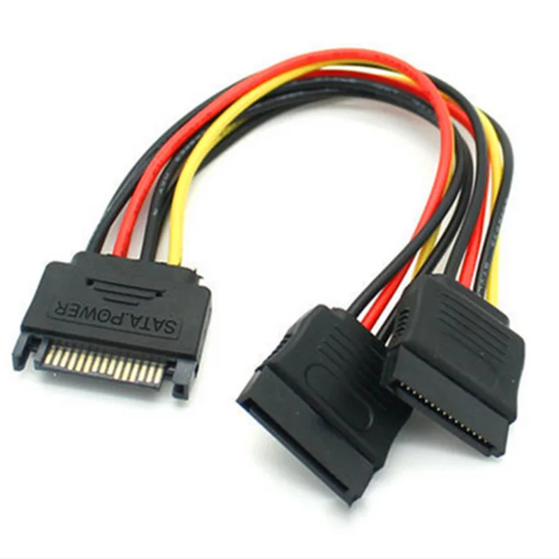 SATA II Hard Disk Power 15Pin SATA Male To 2 Female 15Pin Power HDD Splitter High Quality Y 1 To 2 Extension Cable 20CM