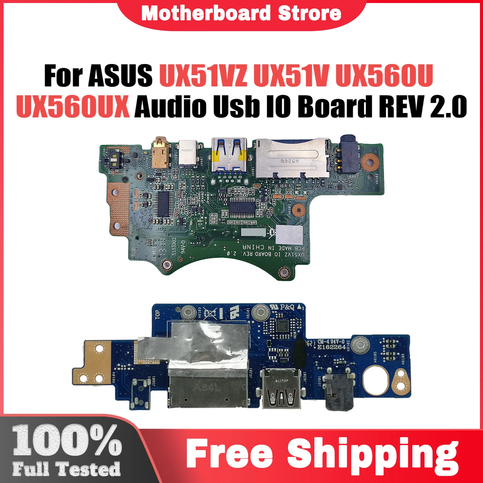 For ASUS UX51VZ UX51V UX560U UX560UX UX560UA Q534UX Laptop Audio Usb IO Interface Board REV 2.0 100% Tested Fast Ship