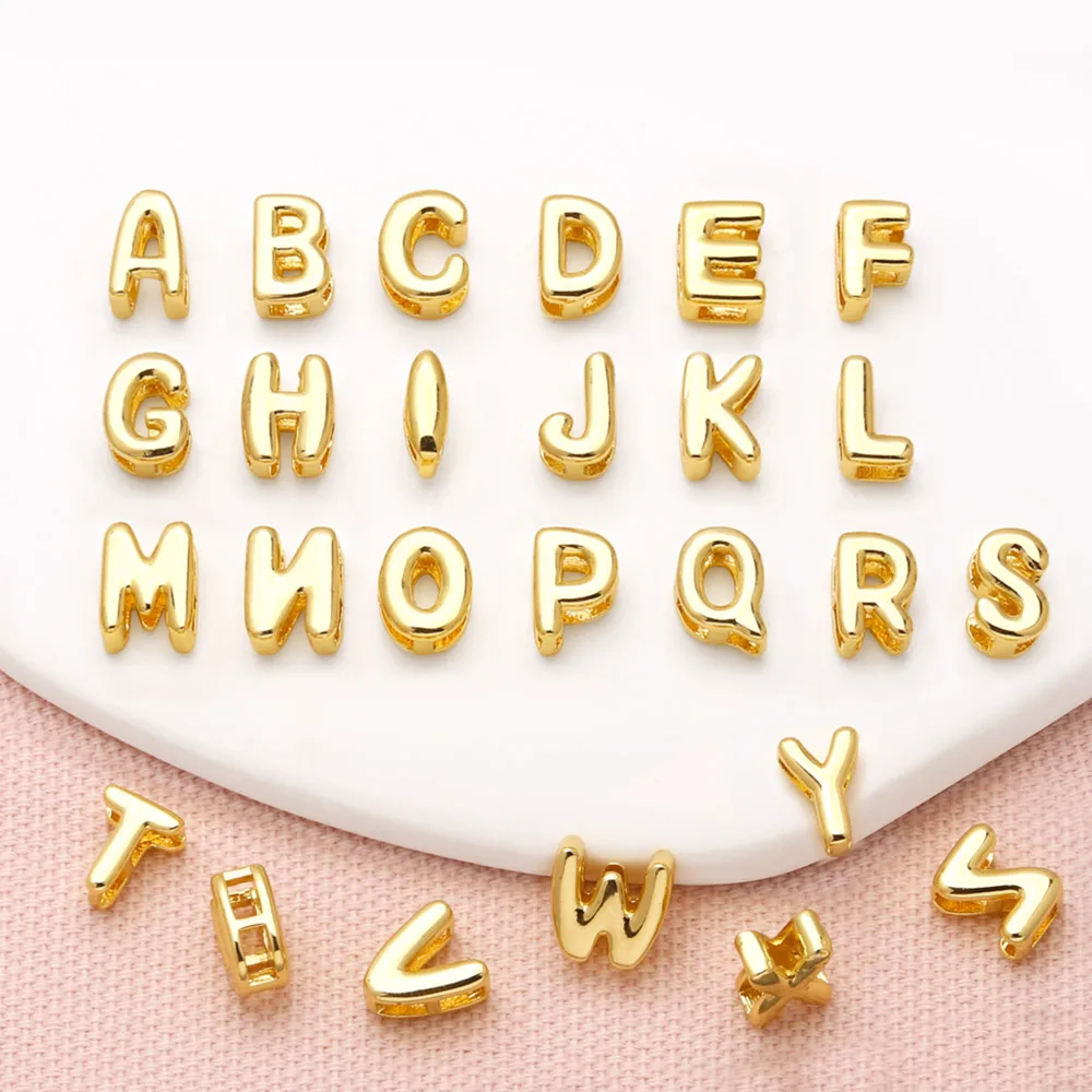 OCESRIO Fashion Small Polish 26 Initial Letters Pendant for Necklaces Copper Gold Plated Jewelry Making Supplies pdtb647
