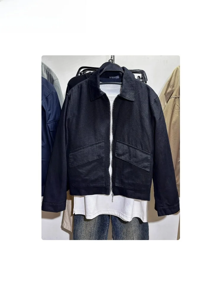

New 2024 Men's Workwear Jaet Long Sve Outdoor Sea Blue Cargo Coat Youth Faion Autumn Season China Made Modern Sle