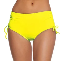 Customized S-2XL 7 Colors Adjustable Drawstring Ruched Elastic Beach Shorts Quickly Dry Women Summer Bikini Swimming Trunks Bath