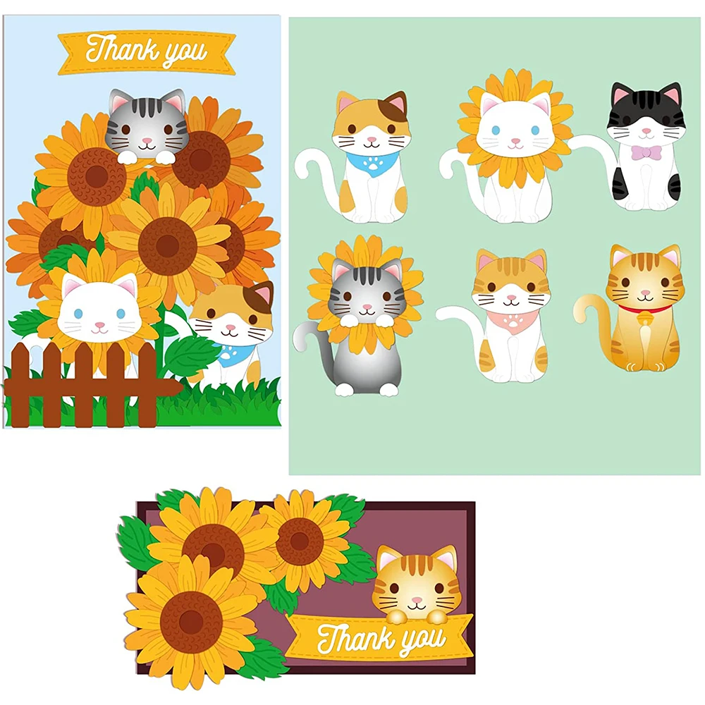 1pcs Cat Sunflower Cutting Dies Roadster Stencils for DIY Scrapbooking Christmas Birthday Cards Making Album Envelope Decoration