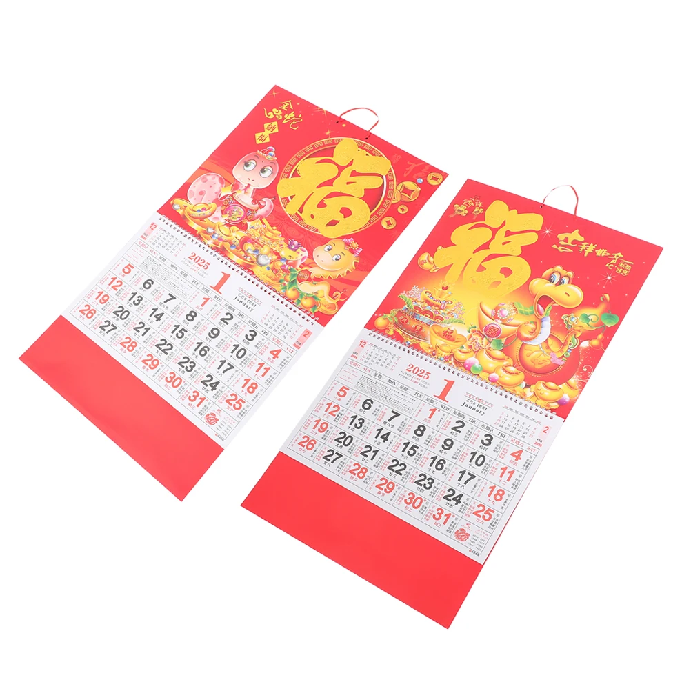

2 Pcs Wall Calendar with Blessing Calendars Daily Lunar Desktop No Date Flip
