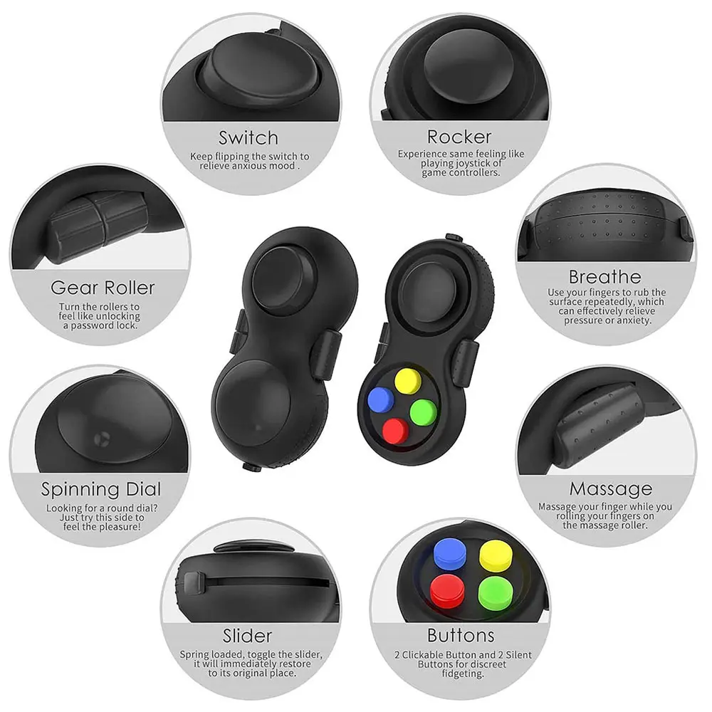 Fidget Pad Controller Anti Stress Adults Finger Toy Child Autism Adhd Anxiety Stress Relief Sensory Toys Games Antistress Toy