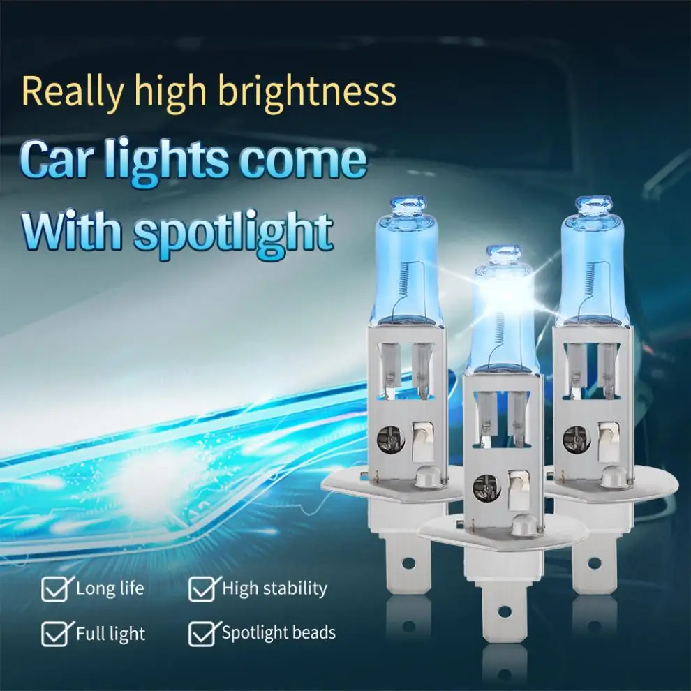 2pcs /4pcs H1 100W Car Headlight Bulb Fog Light Super Bright 6000K White Light Car HOD Halogen Lamp Auto Front Fog Light