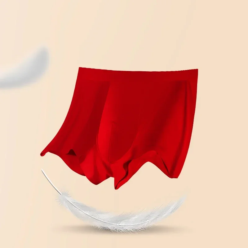 

3pcs Three pairs of men's underwear, men's antibacterial boxer pants,a gift for the Year of the Rabbit,bright red wedding four-c