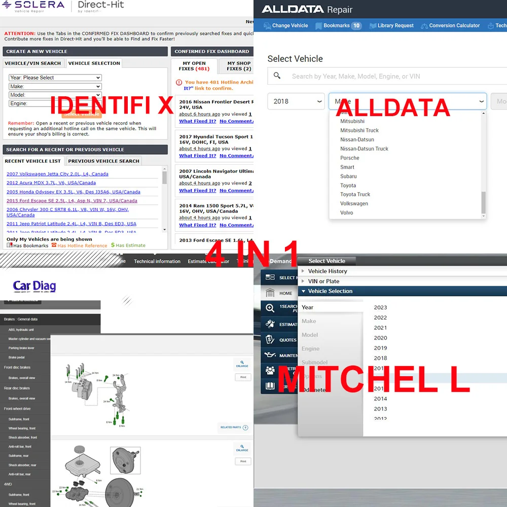 2025 Auto Repair Software For Alldata Auto Data Identifix Mitchel Online Account Smartphone Computer Login for One year