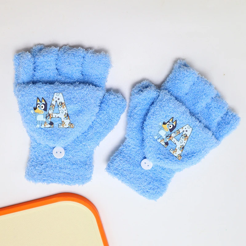 

Blueys Children Gloves Winter Outdoor Windproof Cold Proof Warm Gloves Cartoon Letter A-Z Pattern Gloves Children Birthday Gift