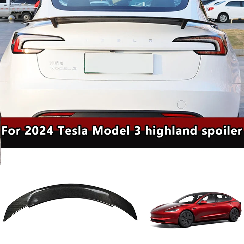 For Tesla 2024 Model 3 highland Rear Trunk Lid Spoiler Wing RT style Car Tailgate Flap Trim Decklid Lip Body Accessories