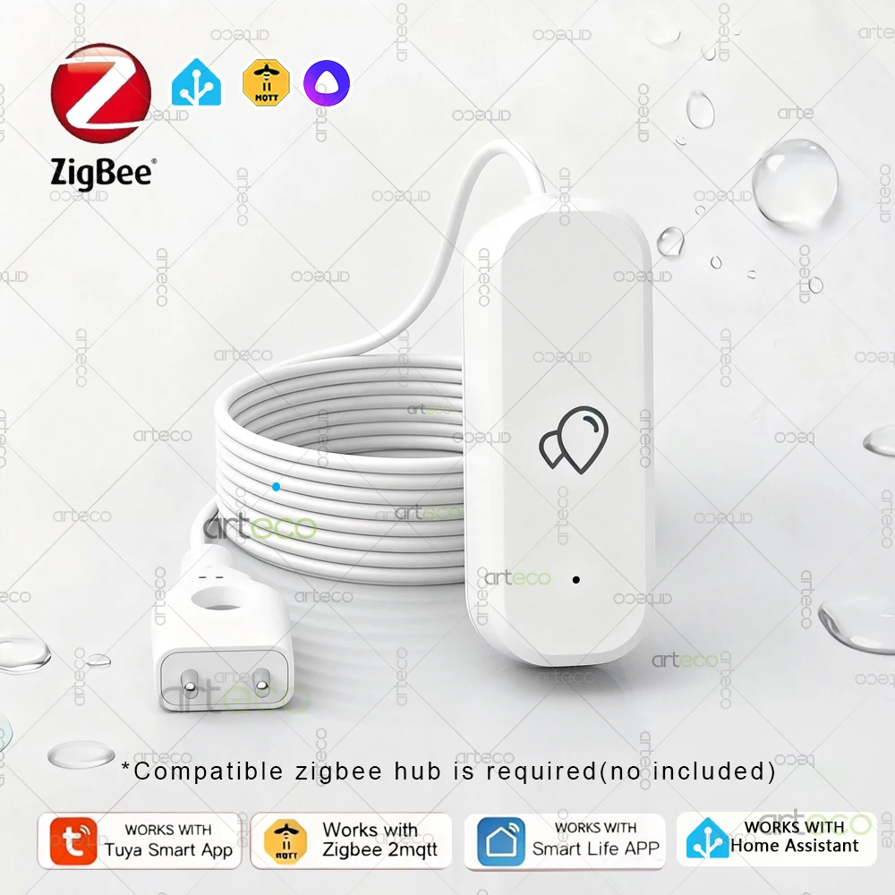 Tuya Zigbee Water Leak Sensor Flood Leakage Detector Home Security Alarm Smart Life APP Remote Monitoring For Z2MQTT Automation