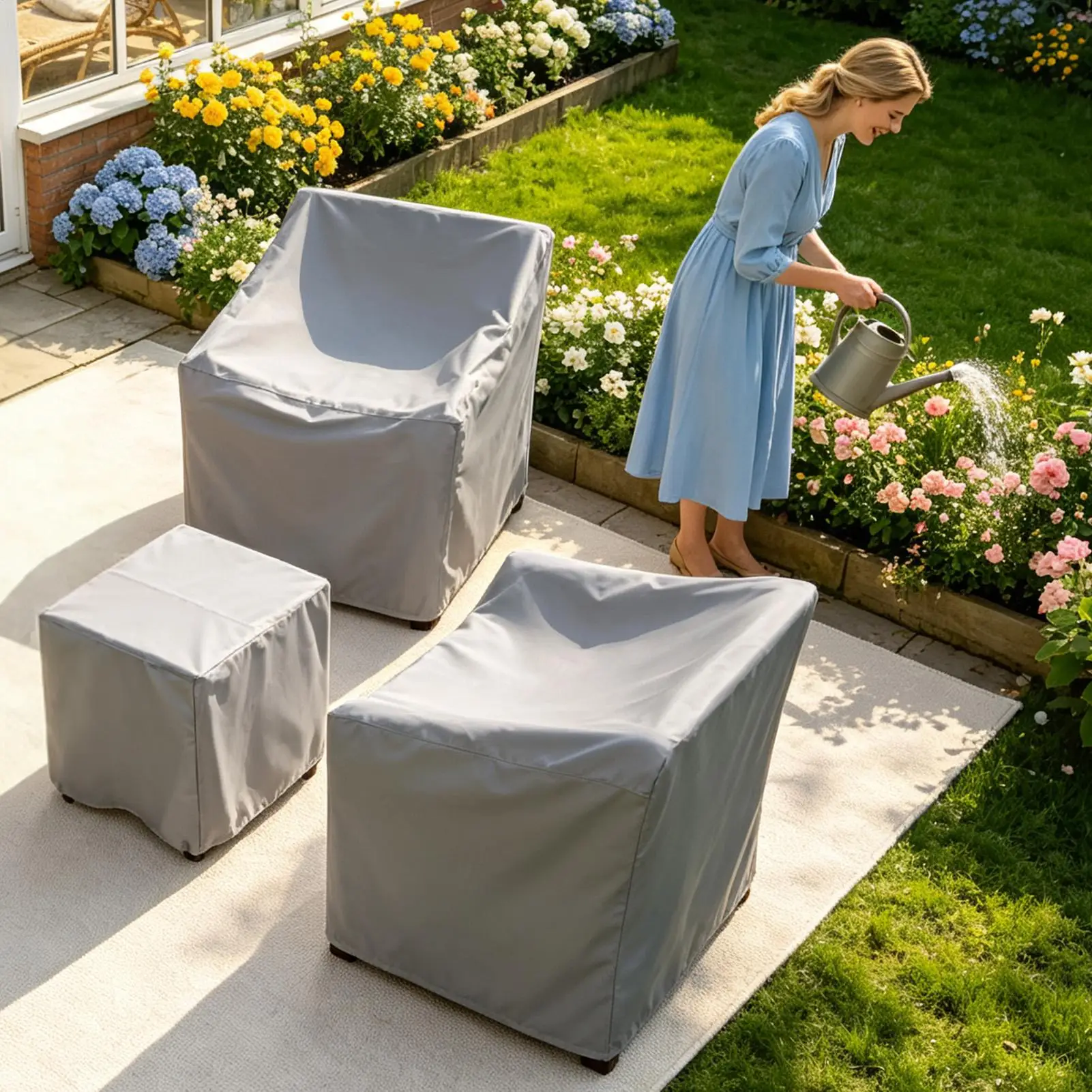 Durable Outdoor Chair Cover UV Blocking Waterproof Terrace Furniture Protective Cover for Deep Seat Leisure Chairs