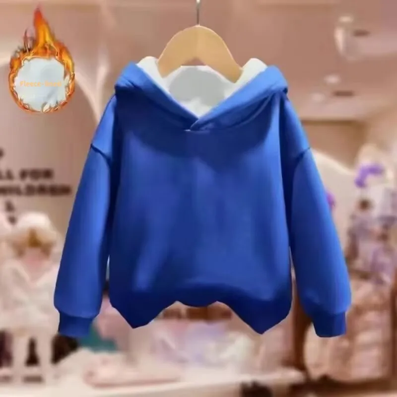 2026 Unisex Winter Fleece Hoodies for Boys Sweatshirt Casual Thicken Warm Kids Zipper Coat Tops 8 9 10 12 Years Girls Clothes