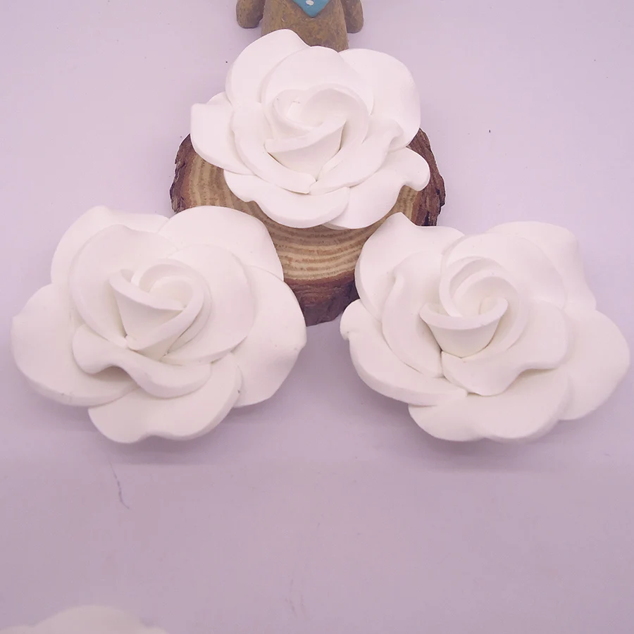 5 teile/lose 50mm 3D Große Große Handgemachte Polymer Clay Weiße Rose Blume Zubehör Diy Hochzeit Braut Schmuck Kleid Dekoration – Detail 13