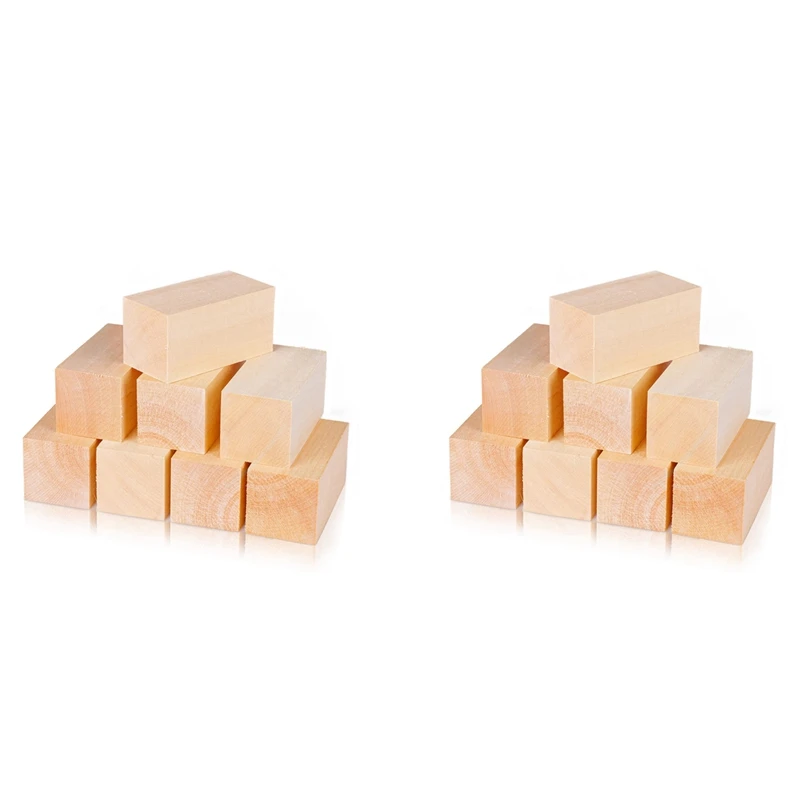 16 x Lindenholz-Schnitzblöcke, 10,2 x 5,1 x 5,1 cm, großes Whittling-Holzschnitzblock-Set für Kinder, Erwachsene, Anfänger oder Experten