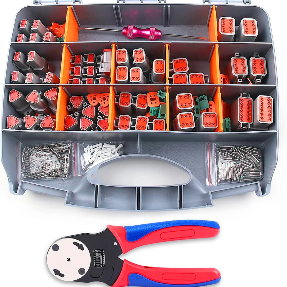 338pcs DT Connector Kit With Crimping Tool 2 3 4 6 8 12 Pin Electrical Connectors Waterproof Electrical Set For Car Motor