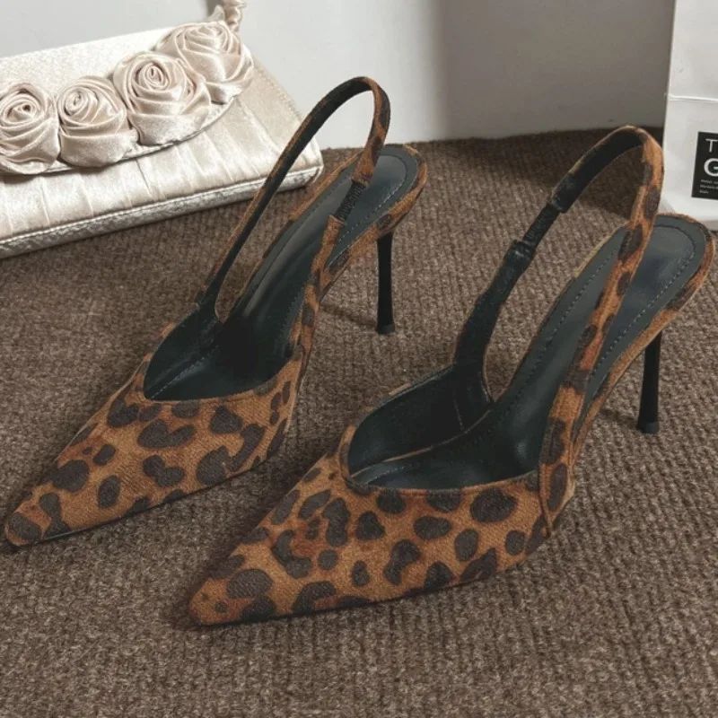 

New Women Shoes Sexy Leopard Print Pointed Tip High Heeled Sandals for Woman Fashion Casual Shoes Designer Shoes Sandalias Mujer