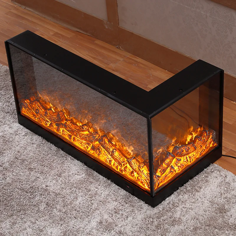 Camino a carbone di fuoco con simulazione elettronica 2D di fascia alta incastonato con fiamma decorativa rotonda francese