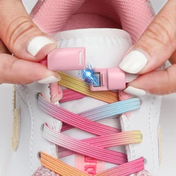 Cordones elásticos de arcoíris para niños y adultos, banda de goma rápida, cierre magnético de Metal, 1 par