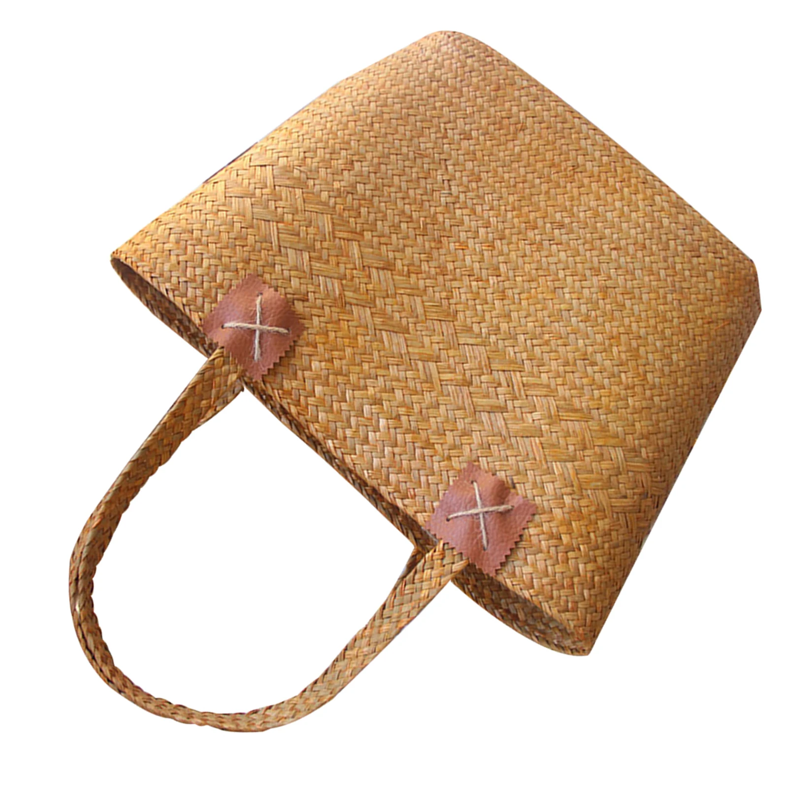 

Sea Grass Woven Flower Basket Natural Style Straw Handbag Large Capacity Summer Picnic Tote Outdoor Shopping Basket