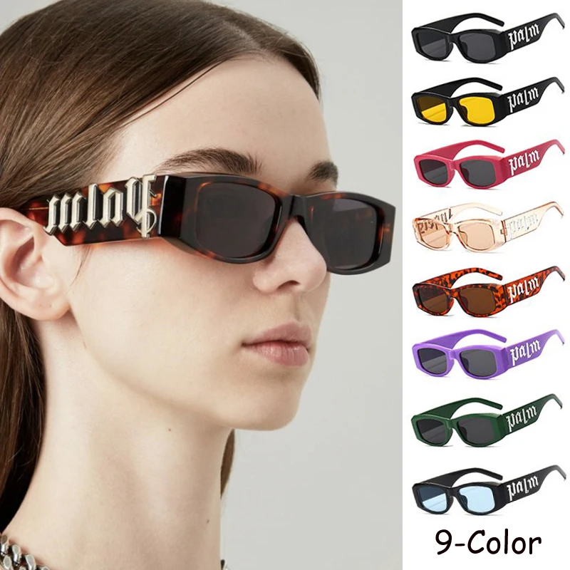 Lunettes de soleil à la mode avec lettres Punk, nouvelles lunettes de soleil rectangulaires rétro Style Hip-hop haut de gamme pour filles épicées pour femmes