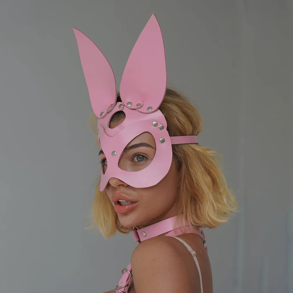 Erotic Women Sexy Mask Cosplay Leather Sex Mask Bunny Ears Halloween Party Mask Masquerade Ball Fancy Masks