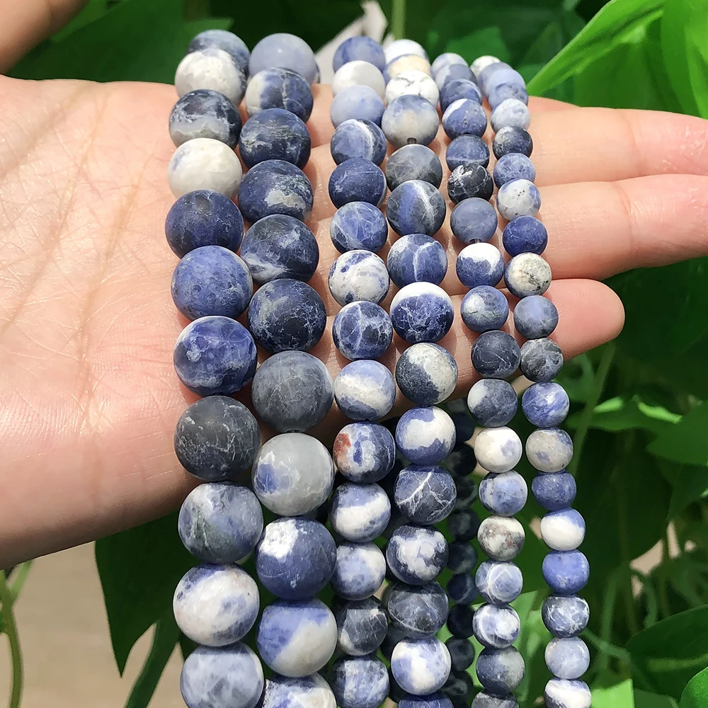 4-12mm Natural Gem Dull Polished New Sodalite Minerals Stone Beads For Jewelry Making Round Beads Diy Bracelets Necklaces 15''