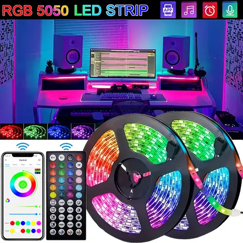 USB LED 스트립 조명, RGB 5050 LED 조명, 블루투스 앱 제어, 유연한 LED 램프 리본, 방 장식, TV 백라이트 다이오드 테이프