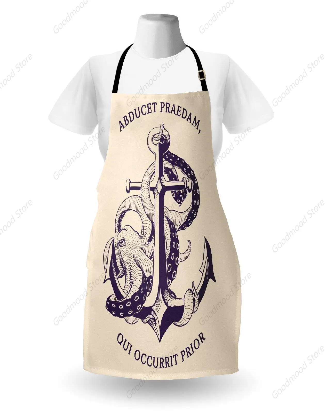 Anchor Apron, Anchor Octopus Antique Sailing Historical, Unisex Kitchen with Adjustable Neck for Cooking Gardening, Adult Size