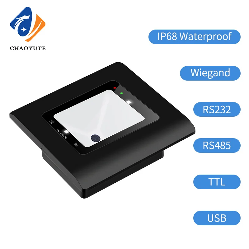 Leitor de cartão de acesso de código qr 2d à prova d'água 13.56mhz ttl incorporado piscando dinâmico 12v rfid wiegand usb formato rs232 leitor de cartão rf