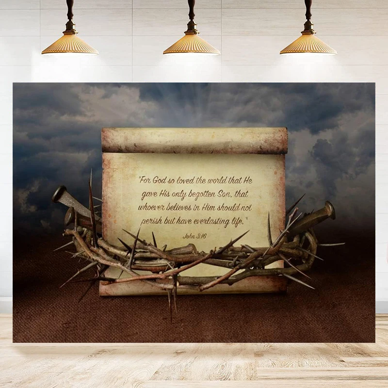 Jesus Birth Photography Backdrop Crown Thorns Holy Bible Parchment Nails Christ Background Decorate Banner