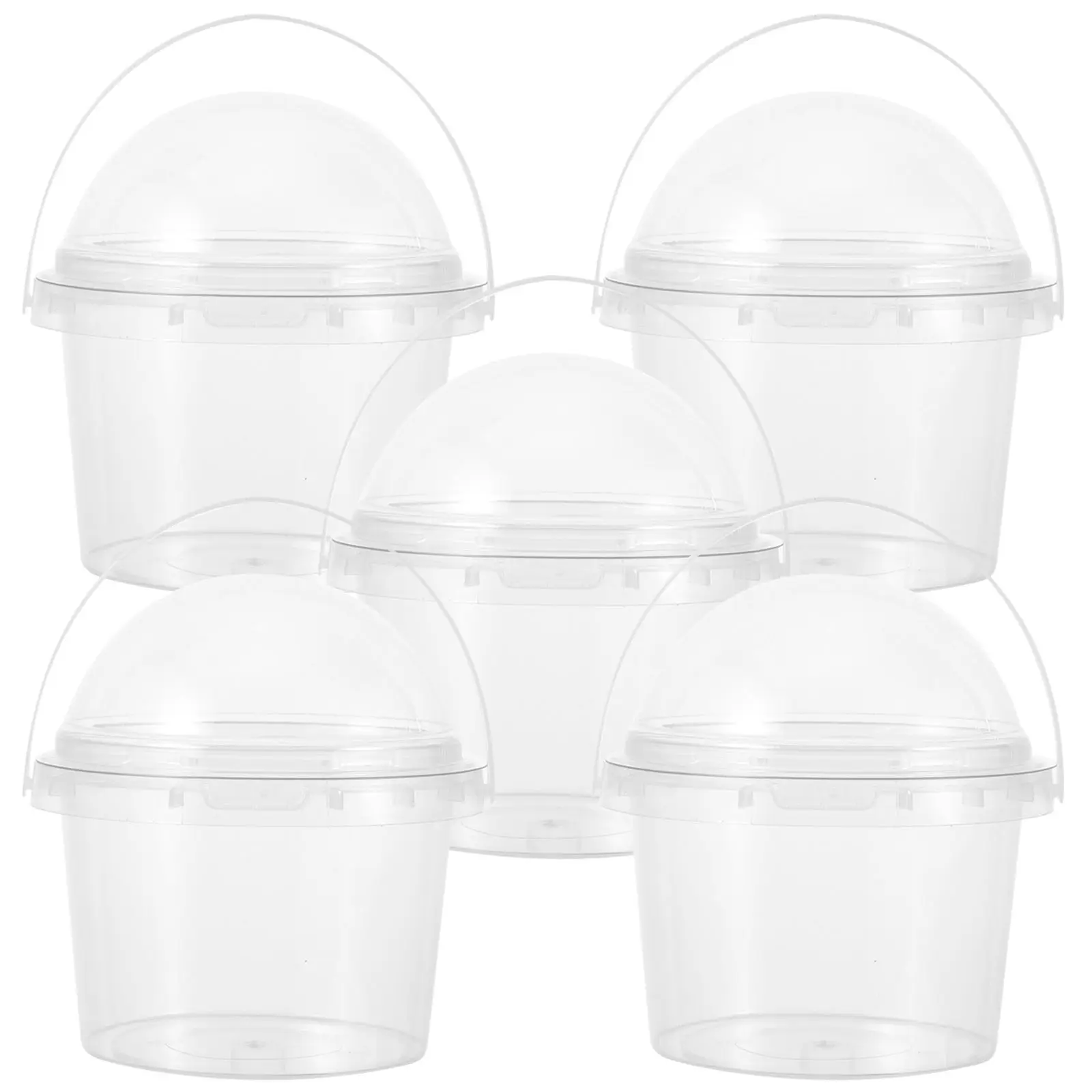 

5 шт. пластиковые контейнеры для пищевых продуктов, 500 мл, прозрачные ведра для попкорна с крышкой для вечеринок, закусок, хранения фруктового сока, молока, чая, мороженого