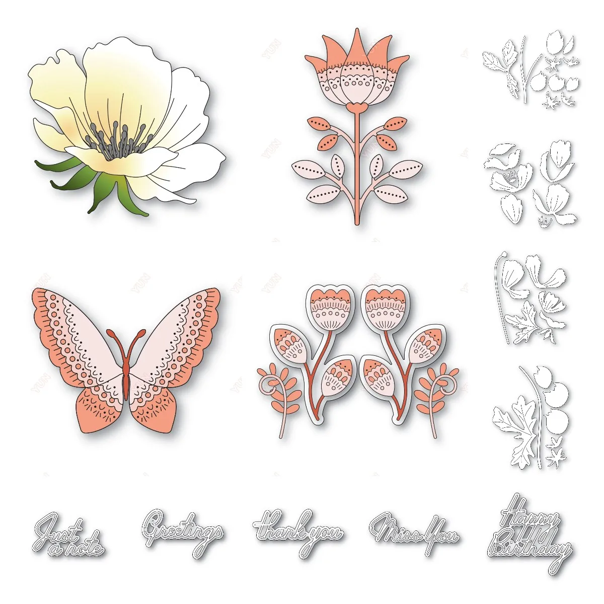 

Metal Cutting Dies Hot Foil Anemone Bloom Blooming Butterfly Scrapbook Embossed Make Paper Album DIY Craft Decoration Bird Bunch