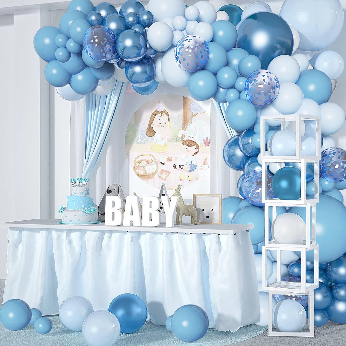 Blue Balloon Garland Arch Kit Baby Shower Boy Kids Birthday Ballon 1st One Year Birthday Wedding Party Decoration Latex Baloon