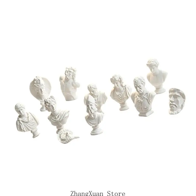 Tisch-Skulptur-Akzent-Set, Mini-Büstenfiguren aus weißer griechischer Mythologie aus Kunstharz für Schreibtisch- und – Detail 7