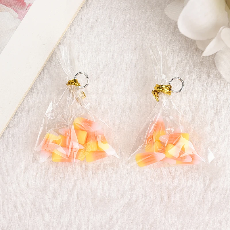 1Pair Earrings For Women Halloween Mini Simulation Food Corn Candy Bag Charms Girl Birthday Gift