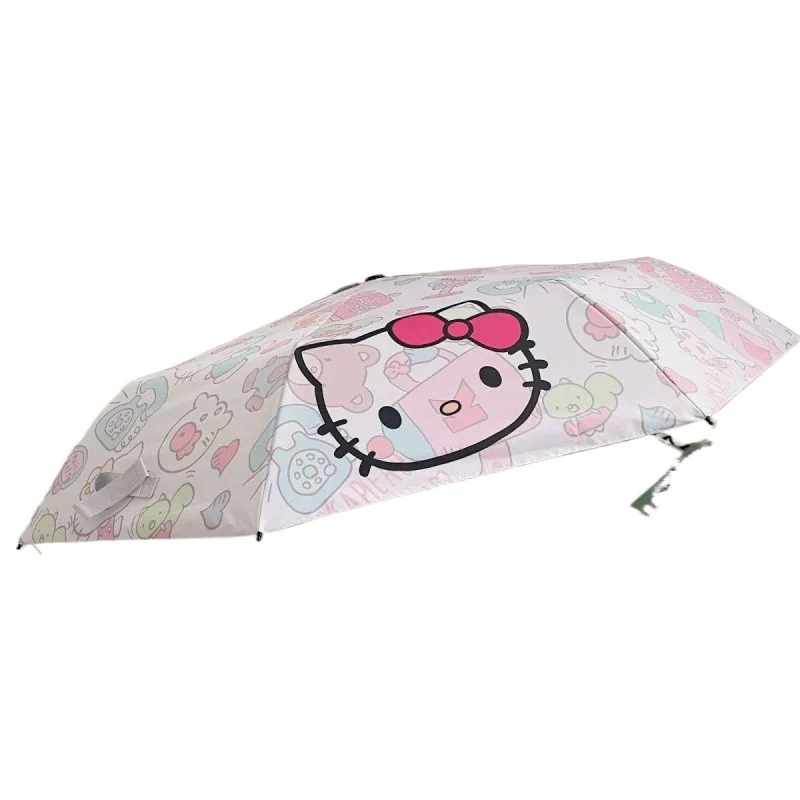 Japanese Sanrio Cartoon Pink Cat Automatic Umbrella Rain Sun 2 Way Black Coating UV Protection Parasol Kawaii New Hot view 6