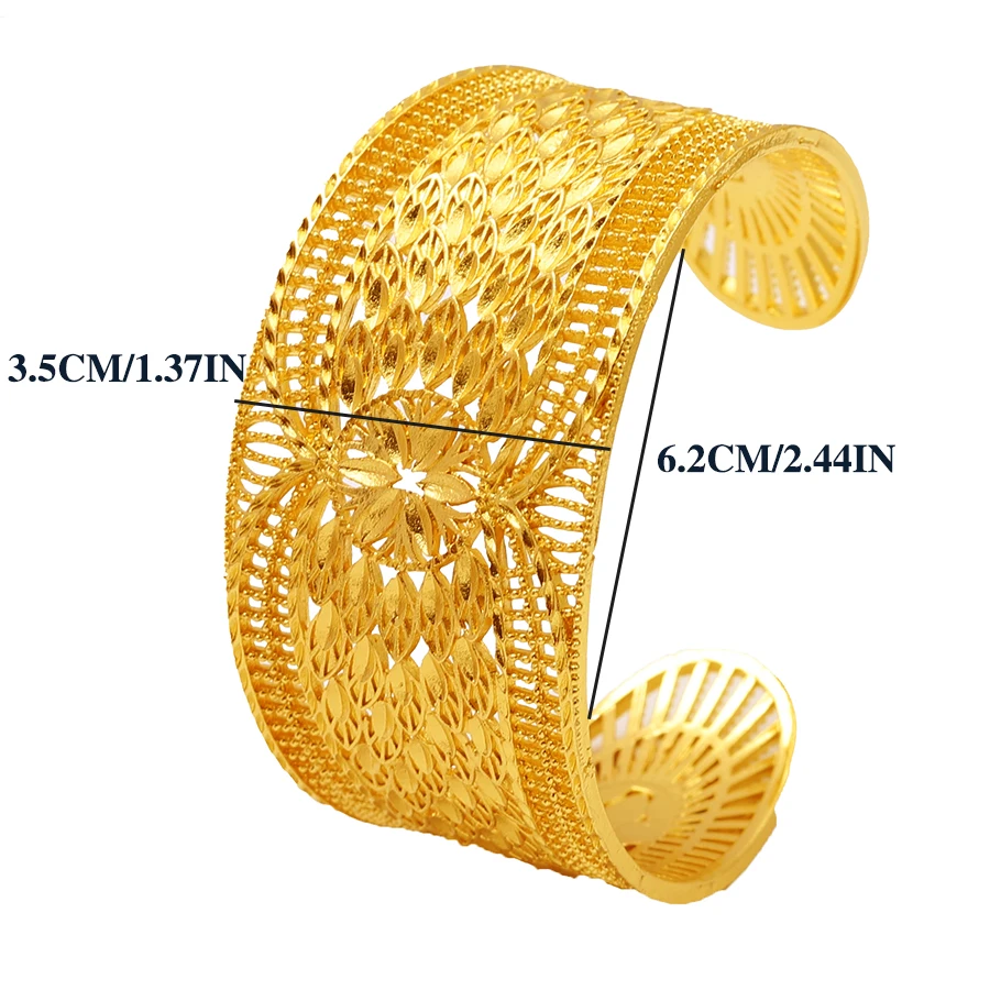 1PCS Middle East 24K gold-plated hollowed out moon shaped bracelets, Dubai, wedding gift for European and American women