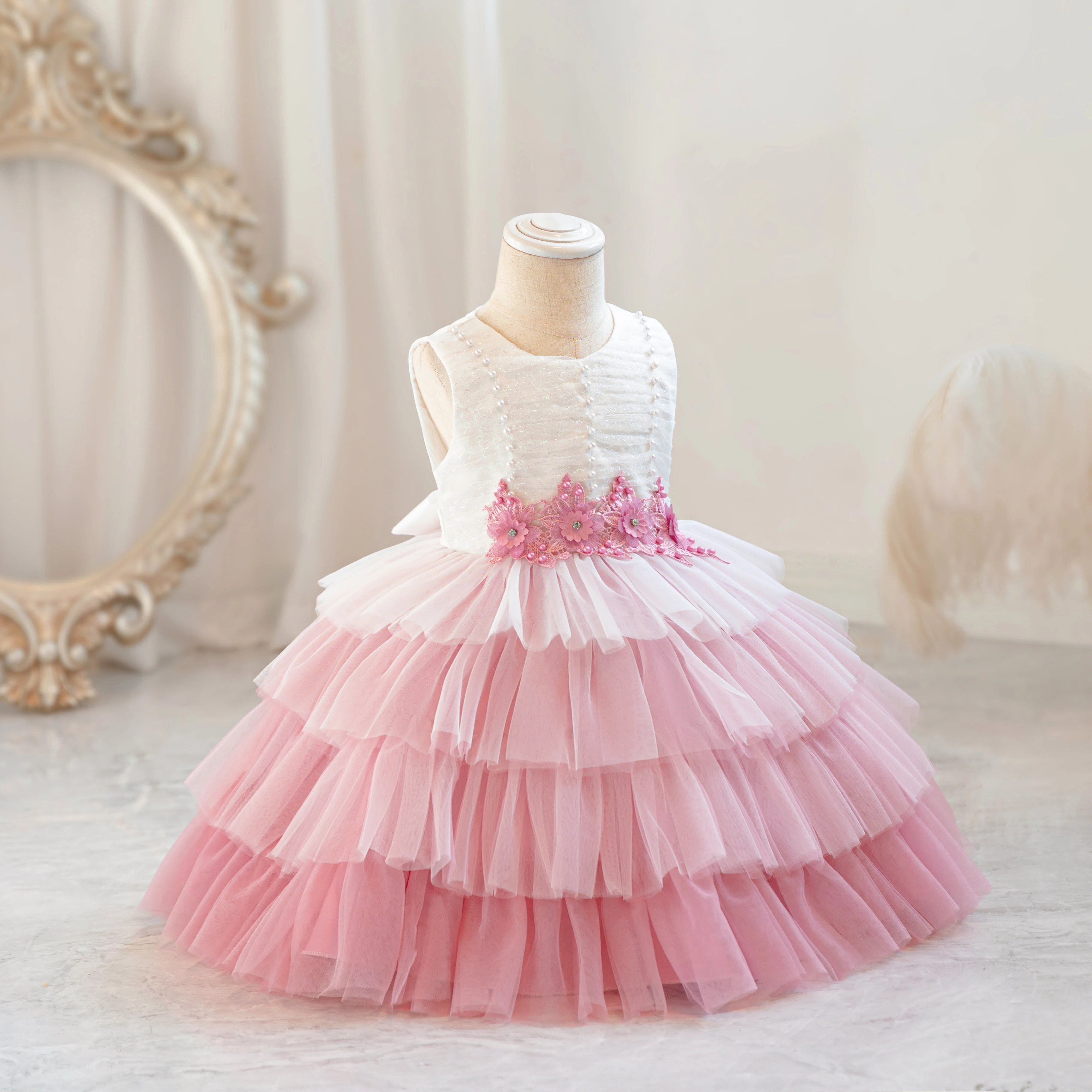 0-4 Years Girls Flower Wedding Tutu Dress Birthday Party Princess Dresses sleeveless Off Shoulder Lace Gown Costume Vestidos