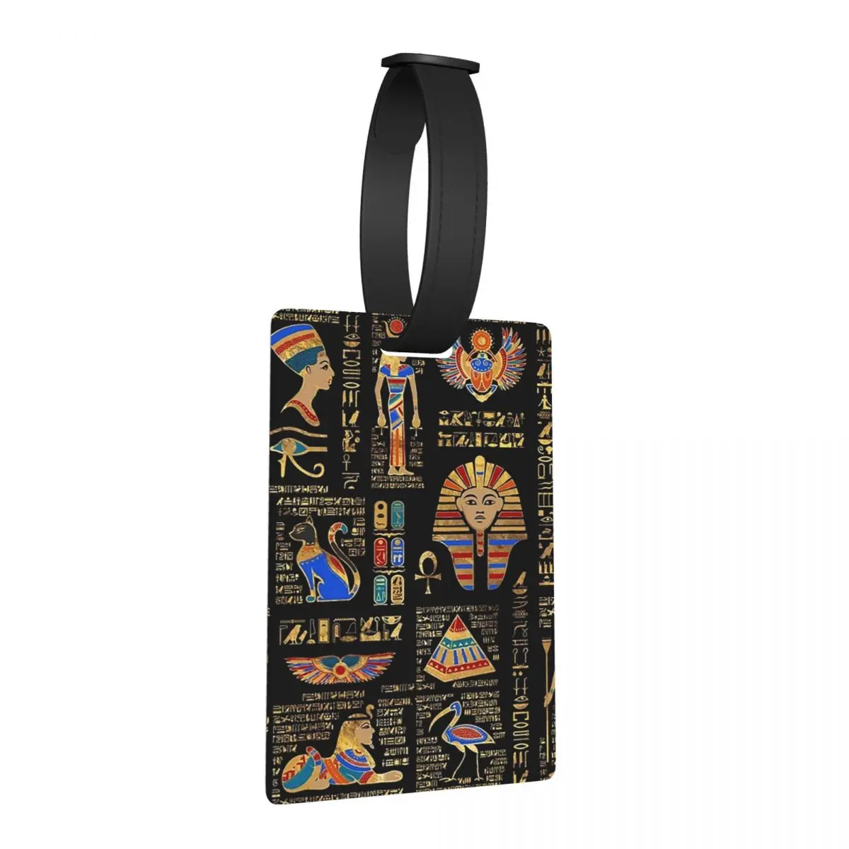 الهيروغليفية المصرية والآلهة على علامات الأمتعة السوداء حقيبة الأمتعة المحمولة الصعود علامة التسمية حامل معرف اسم العنوان #1
