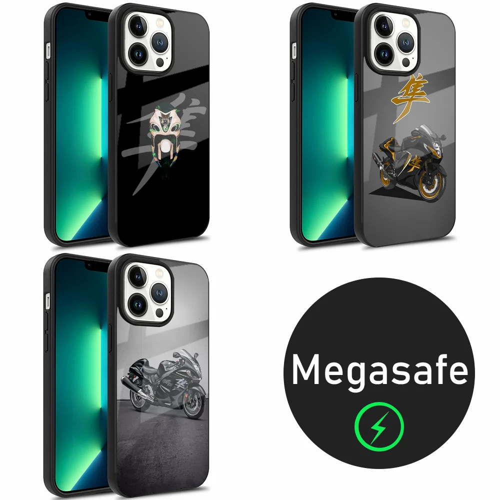 Cool Motorcycle S-SuzukiS H-HayabusaS Phone Case For iPhone 16,15,14,13,12,Plus,Pro,Max Mini Magsafe Magnetic Wireless Charging