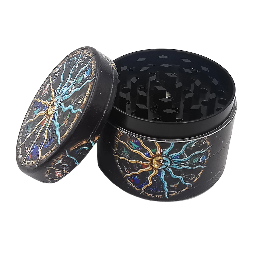 2023 Metal Grinder Herb 4 Layer 50MM 2 Inches Smoke Acceesories Pattern Gift Sun Moon