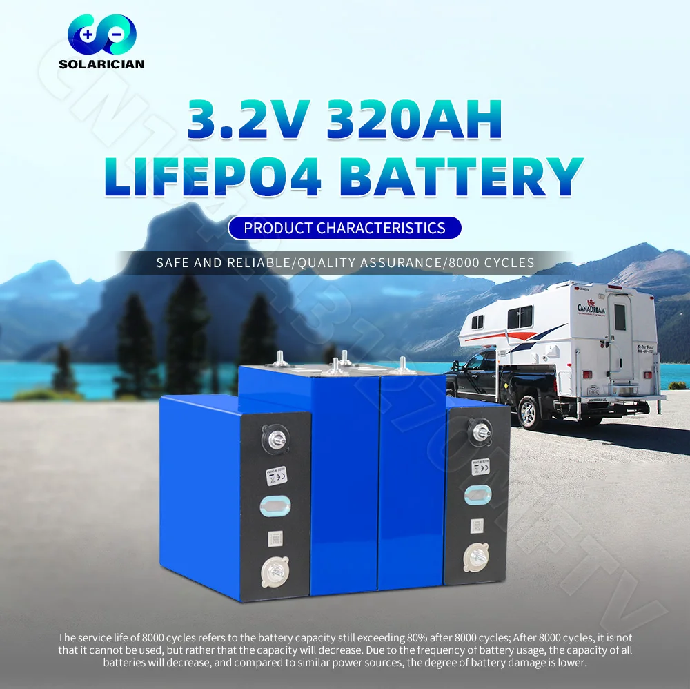 Estoque da ue 8000 ciclo 320ah lifepo4 bateria grau a 3.2v bateria recarregável diy 12v 24v 48v para rv ev acampamento solar lifepo4 célula