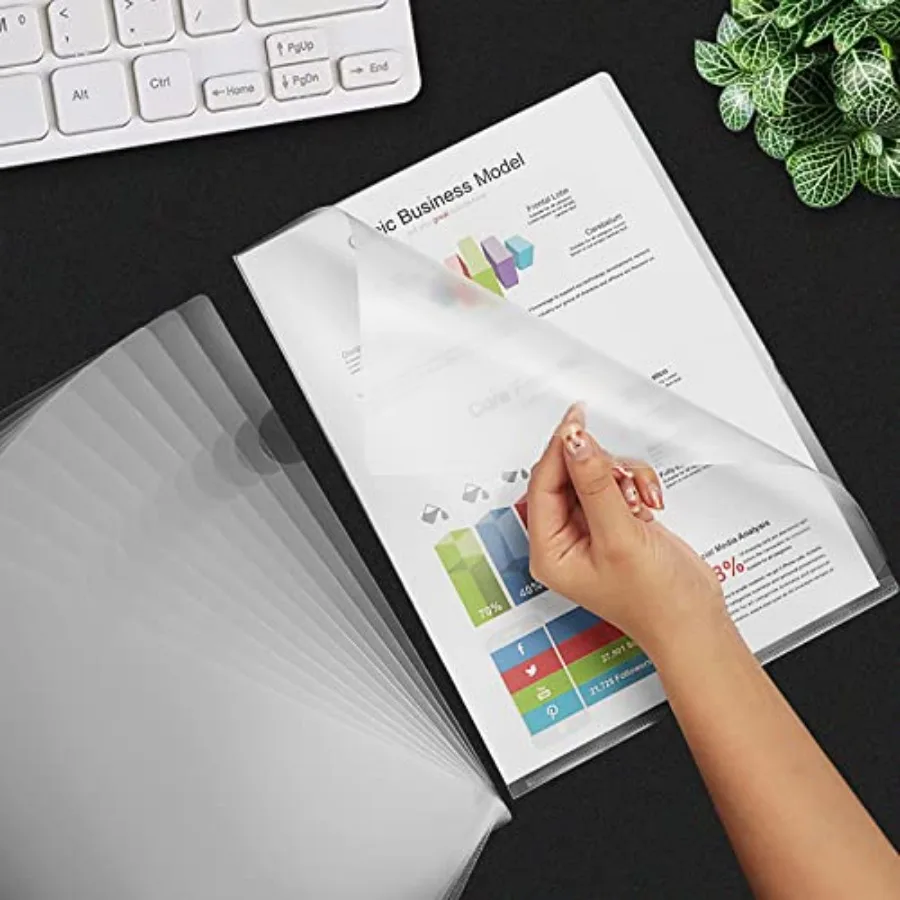 24 عبوة من أوعية المشروع من مجلدات المستندات البلاستيكية الشفافة لحجم الحروف وأوراق A4 وأكمام شفافة #6